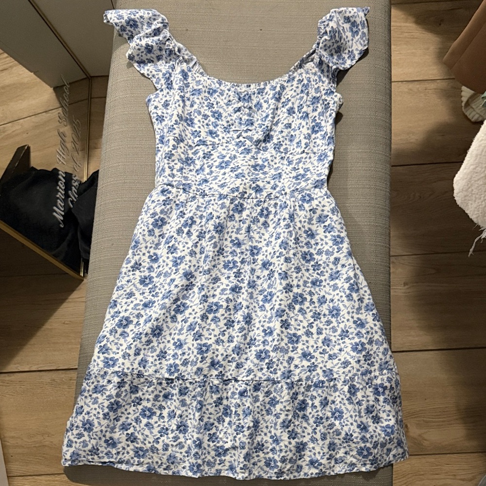 Hollister Blue and White Floral Mini Dress